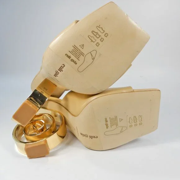 Cult Gaia Ira Spiral Swirl Slide Mule SANDAL 35 5 Natural Gold Leather NEW $458 - Picture 12 of 15